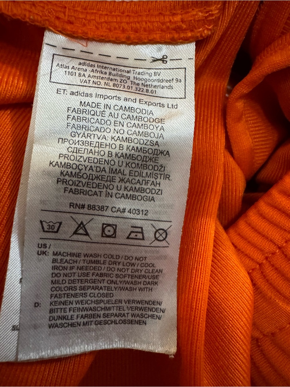 adidas Orange Joggers with White Three-Stripes, Original Firebird - Picture 5 of 6